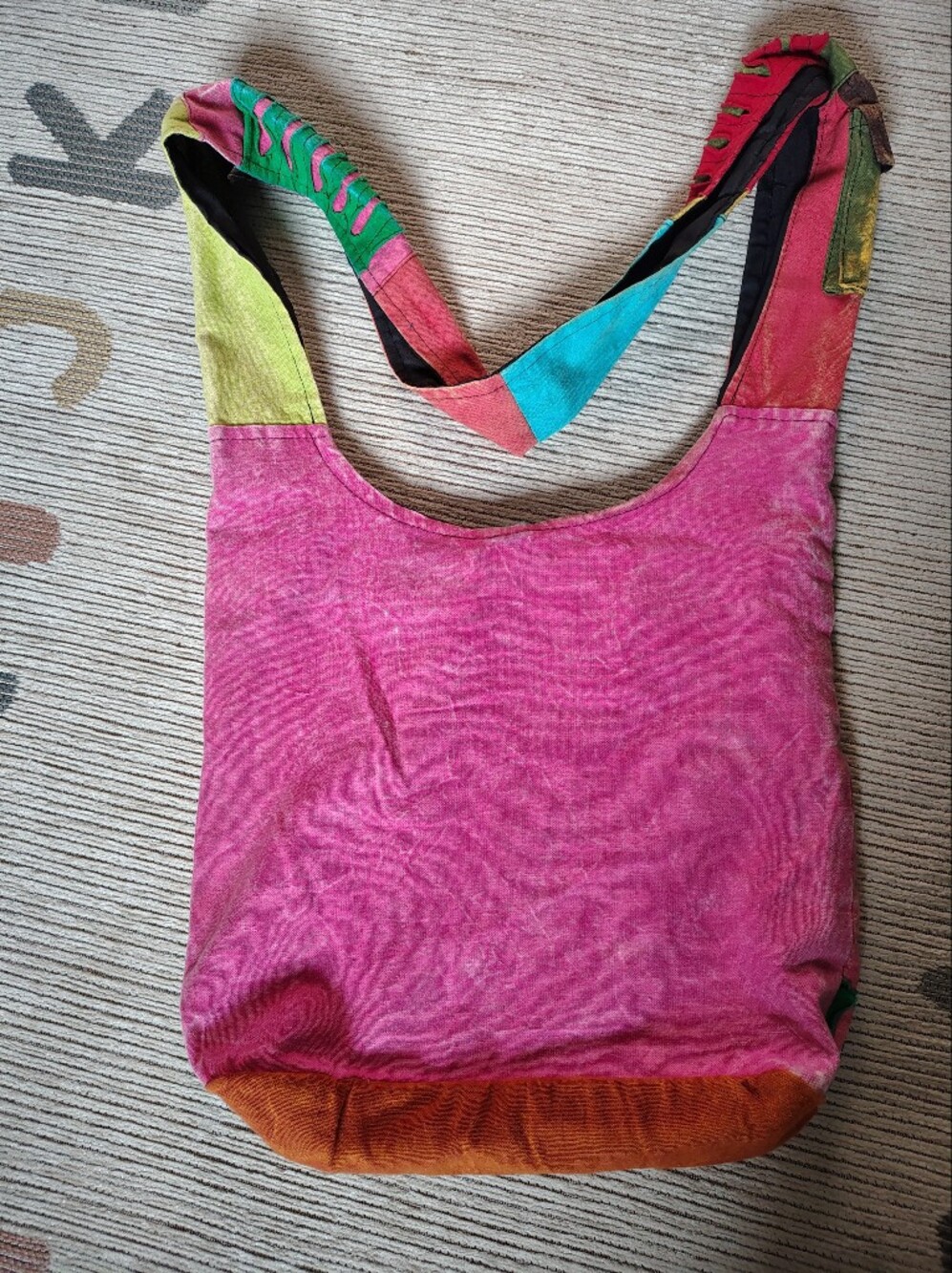 India Boutique Multicolor Patchwork Hobo Bag with Floral & Peace Motifs - Picture 5 of 8